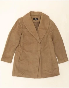 CALVIN KLEIN Womens Overcoat UK 16 Large Brown Wool AD10 - Picture 1 of 4