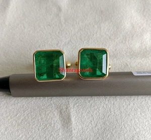 Kunstdiamanten Grown Smaragd Edelstein Mit 18k Vergoldet Silber Manschetten #26 - Bild 1 von 14