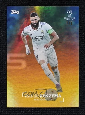 2022–23 Topps Simplicidad клубные соревнования УЕФА золото 1:1 Карим Бензема 02u4 - Изображение 1 из 3