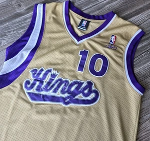 Camiseta deportiva vintage Sacramento Kings Mike Bibby #10 dorada para hombre L usada Reebok - Imagen 1 de 9