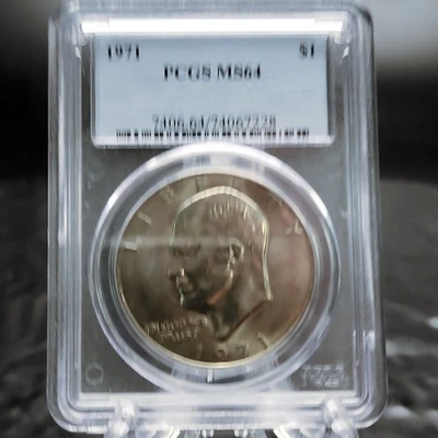 1971-P Eisenhower Dollar PCGS MS64 Graded Uncirculated Ike $1 Coin Slab ⭐ - Image 1 of 4