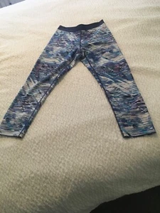 marmot leggings xs womens blue shade patterned running gym - Picture 1 of 6