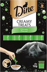DINE Creamy Treats Cat Treats, Chicken Flavour, 32 x 12g Sachets (32 Sachets) - Picture 1 of 5