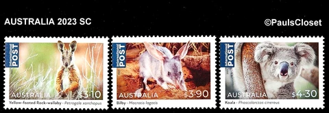 AUSTRALIA 2023 SC NATIVE ANIMALS $3.10, $3.90, & $4.30 MINT NEVER HINGED OG VF Cover