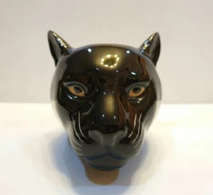 Black Tiger Panther Head Figurine Vase Pot Ceramic Succulent Flower Home Décor - Picture 1 of 11