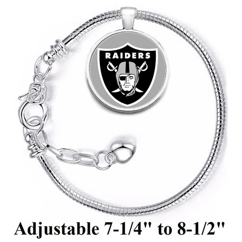 Oakland Raiders Silver Womens Link Bracelet w Gift Pkg D10 Cover