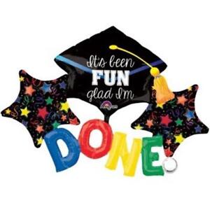 Graduation It's Been Fun Glad I'm Done 52-inch Foil Balloon Graduation Party