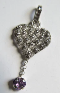 Colgante de corazón de plata en filigrana y corazón de amatista natural - Imagen 1 de 8