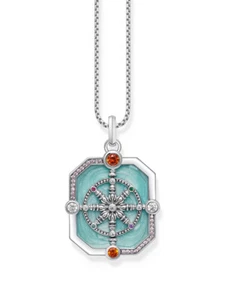 Thomas Sabo PE961-340-7 Ciondolo a catena in argento Ruota del Karma + zircon... - Foto 1 di 5