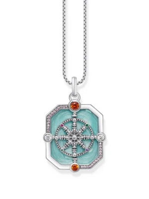 Thomas Sabo PE961-340-7 Ciondolo a catena in argento Ruota del Karma + zircon... - Immagine 1 di 4