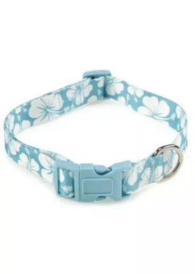 NUEVO CON ETIQUETAS East Side Collection Nylon Collar para Perro Azul Blanco Hibiscis Flores 14-20 Pulgadas Foto 1 de 2