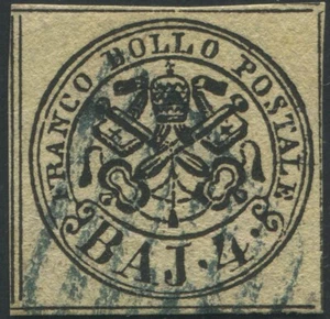 PRIMA EMISSIONE 4 b. SASS 5Aba USATO CON BELLISSIMI MARGINI ANNULLO A GRIGLIA IN - Foto 1 di 2