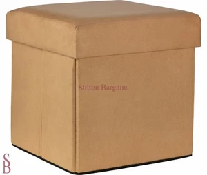 Small Stone Suede Effect Ottoman - Storage Unit Blanket Box Stool Seat - Picture 1 of 1