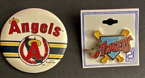 Vintage Peter David Anaheim Angels Lapel / Hat Pin Baseball MLB AND Angel Button - Picture 1 of 4