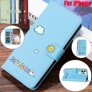 For iPhone 16 16e 15 14 13 12 11 Pro Max XR Magnetic Wallet Case Flip Cute Cover - Picture 1 of 53
