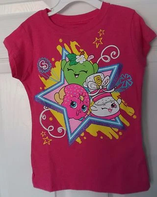 CAMISETA SHOPKINS ROSA OSCURO NIÑA - BRILLO RIBETE ESTRELLA - TALLA 5 - NUEVA CON ETIQUETAS Foto 1 de 4