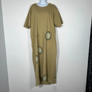 Maxi abito casual da donna Bluefish taglia 2X Lagenlook cotone rilassato unico kaki US - Foto 1 di 11