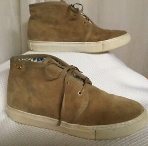 Tory Burch Beige Chukka Boots Lace Up Leather Upper Rubber Sole Womens size 8 M
