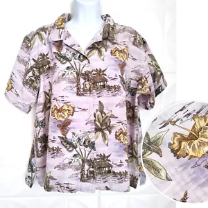 Camisa De Colección Años 80 90 Hawaiana Púrpura OP Deporte Tropical Playa Concha Botón Awn XL - Imagen 1 de 11
