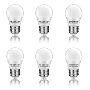 6 Pack A15 6W 120V E26 Base Small LED Refrigerator Light Bulb Non-Dimmable 60... - Picture 1 of 6