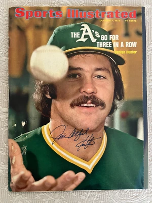 Jim Catfish Hunter SIGNED Sports Illustrated 10/7/74 MLB JSA COA SI Yankees A's - Image 1 of 4
