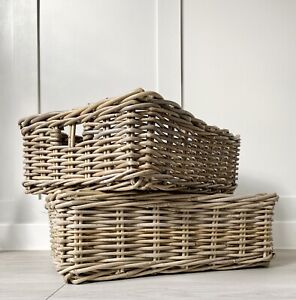 Rattan Wicker Willow basket storage Kitchen Living Room Country Rectangle Large
