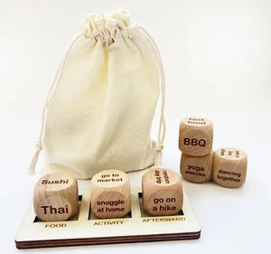 White Elephant Gifts for Adults Wooden Dice Date Decision Gifts for Couples 6Pcs - Picture 1 of 12