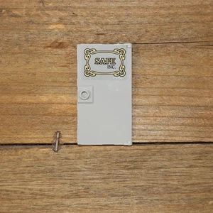 LEGO 60616pb031 Door 1 x 4 x 6 with Stud Handle w/ SAFE INC. Pattern 60116 Gray - Picture 1 of 3