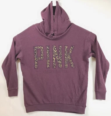 Victoria's Secret розовый толстовка с капюшоном женщин XS красный длинным рукавом леопард логотип обычный крой - Изображение 1 из 4