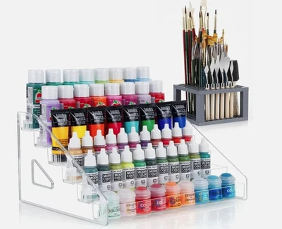 ARFETIGO 6 Layer Acrylic Paint Storage Organiser Grey