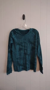 Athleta | Top de manga larga activo elástico Momentum camuflaje verde azulado talla mediana - Imagen 1 de 2