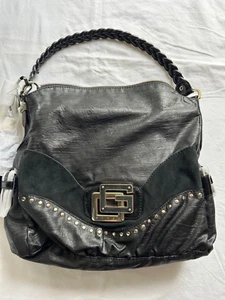 GUESS BY MARCIANO DREAM BLACK LEATHER TOP ZIP TOTE - Picture 1 of 14