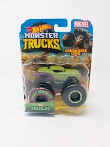 Hot Wheels Monster Trucks Marvel "Hulk" Die W/ Crushable Car-New Version 2 - Picture 1 of 8