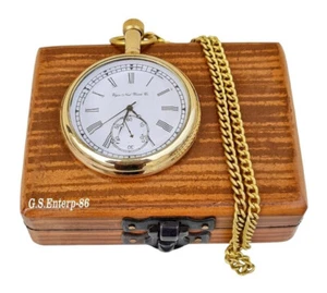 Watch elgin vintage pocket Collectible Antique Brass Pocket Watch W/ Box GIFT - Picture 1 of 6