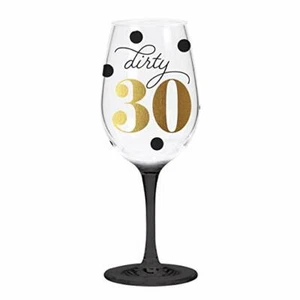 Dirty 30 Acrylic Wine Glass, C.R. Gibson 30th B'day Gift,30 Birthday Party Decor - Picture 1 of 1
