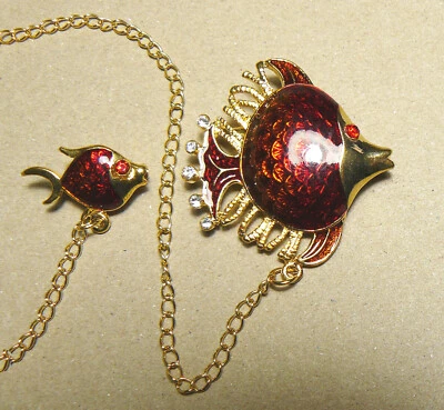 PEIXE-ANJO VERMELHO RUBI com LITTLE ONE_PIN_BROOCH_PRISTINE_262482 - Imagem 1 de 4