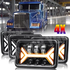 4PCS 4x6" LED Headlights HI/LOW For Freightliner FLD120 1988-2010 FLD112 Classic - Picture 1 of 12