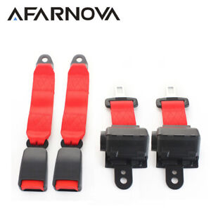 2X For Chevrxxt Car Red 2 Point Harness Replace Adjustable Seat Belt Universal