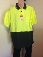 Bisley Short Sleeve Floro 2 tone polo 2XL Yellow/bottle BK1234_TT06