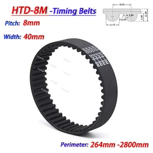HTD-8M Timing Belts 264-2800mm Close Loop Rubber CNC Synchronous Belt Width 40mm - Picture 1 of 6