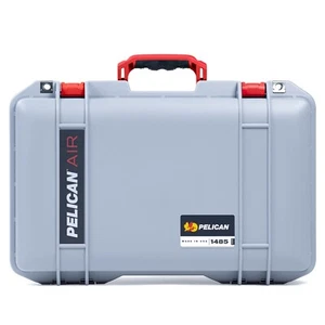 Silver and Red Pelican 1485 Air case with Foam. - Picture 1 of 5