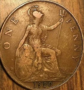 1920 UK GB GREAT BRITAIN ONE PENNY - Picture 1 of 2