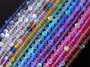 Czech Crystal Glass Aurore Boreale Round Beads 6mm 8mm 10mm 12mm Matte Frosted
