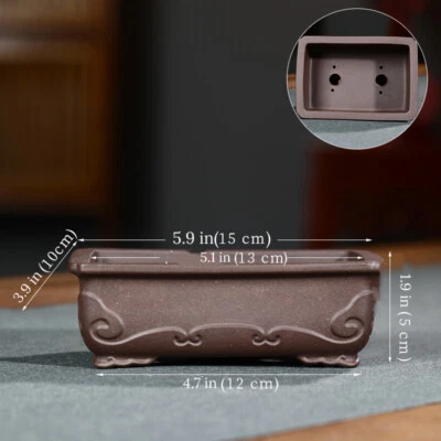 5.9" Traditional Chinese Rectangular Bonsai Pot Unglazed Purple Sand Ceramic Pot - Image 1 of 4