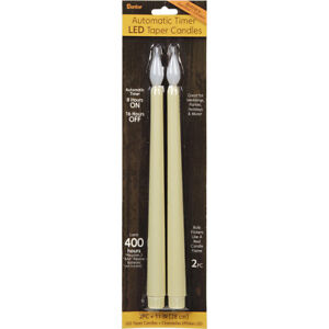 Darice LED Taper Candles with Timer 11 Inches Ivory
