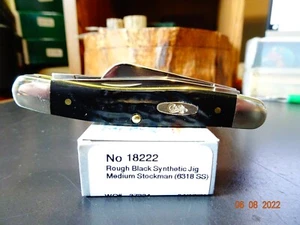 CASE & SONS CUTLERY 3 5/8" BLACK ROUGH JIGGED SYNTHENTIC MEDIUM STOCKMAN 3 S.S. - Picture 1 of 12