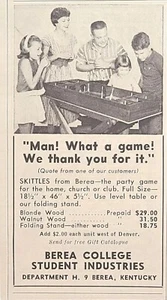 Skittles Game Berea College Student Industries Wood Craft Vintage Print Ad 1962 - Picture 1 of 4