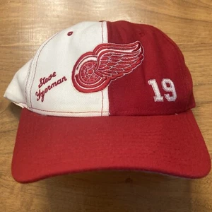 VTG 1990s DETROIT RED WINGS STEVE YZERMAN #19 SNAPBACK HAT CAP RED WHITE - Picture 1 of 5