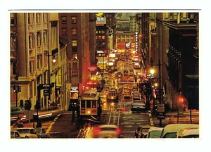Cable Cars, Powell Street at Twilight San Francisco 6 X 4 Vintage Postcard - Picture 1 of 2