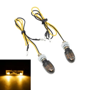 2pcs 8mm Mini Motorcycle LED Turn Signal Indicators Light Amber Blinker Lamp E24 - Picture 1 of 8